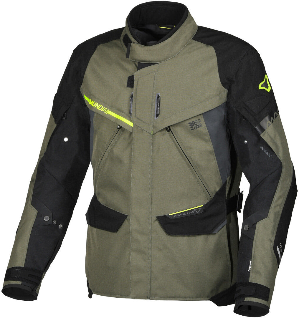 Macna Mundial hombre Chaqueta textil impermeable Verde Negro Amarillo