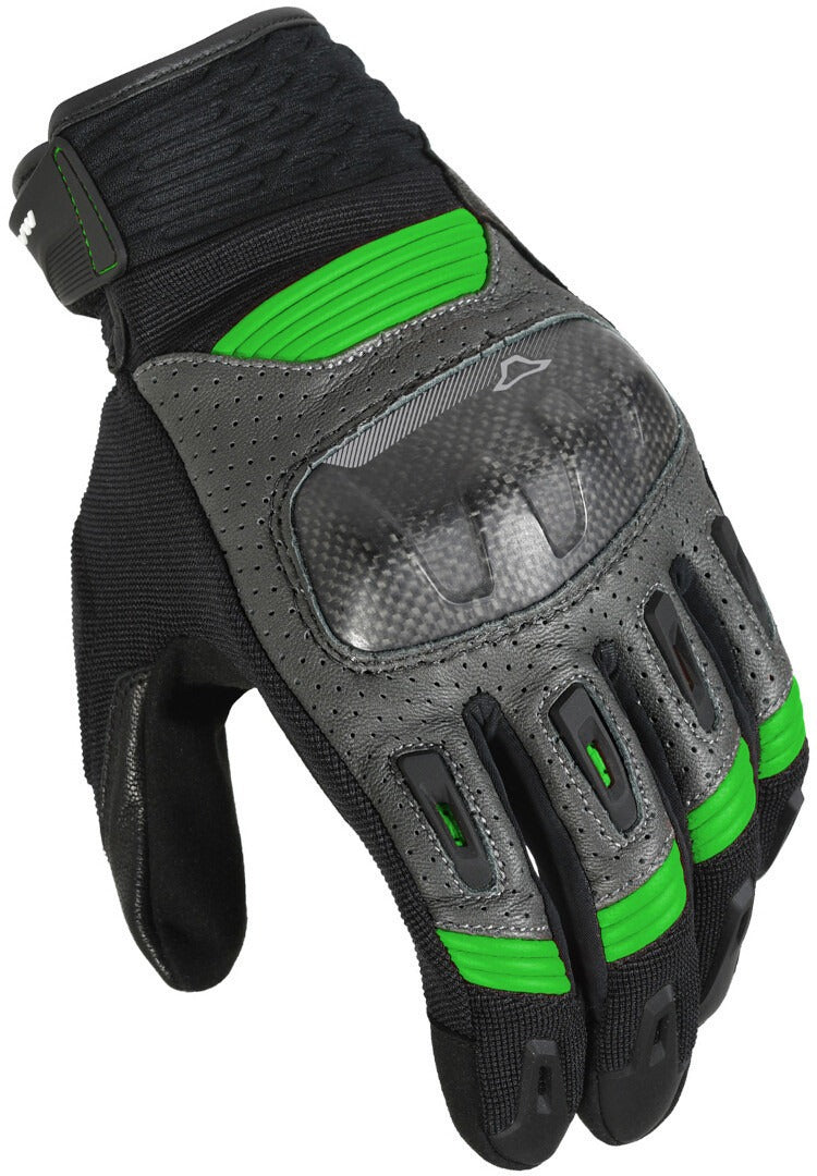 MACNA RIME HOMBRES GUANTES MOTO PERFORADO NEGRO VERDE - GUANTES