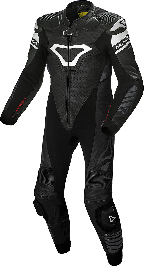 MACNA TRACKTIX 1 PIEZA MOTO PERFORADO TRAJE DE CUERO NEGRO BLANCO - 58 / NEGRO BLANCO - Mono