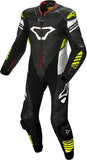 MACNA TRACKTIX 1 PIEZA MOTO PERFORADO TRAJE DE CUERO NEGRO BLANCO AMARILLO - Mono