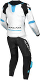 MACNA TRONNIQ 2 PIEZA MOTO PERFORADO TRAJE DE CUERO SEÑORAS BLANCO NEGRO AZUL - Mono