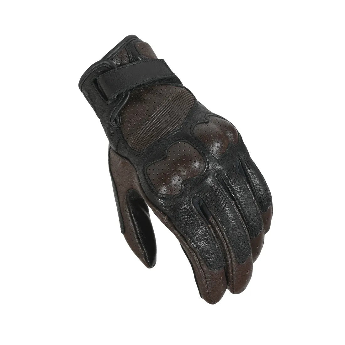 MACNA BOLD HOMBRES CUERO PERFORADO GUANTES MOTO NEGRO MARRÓN - GUANTES