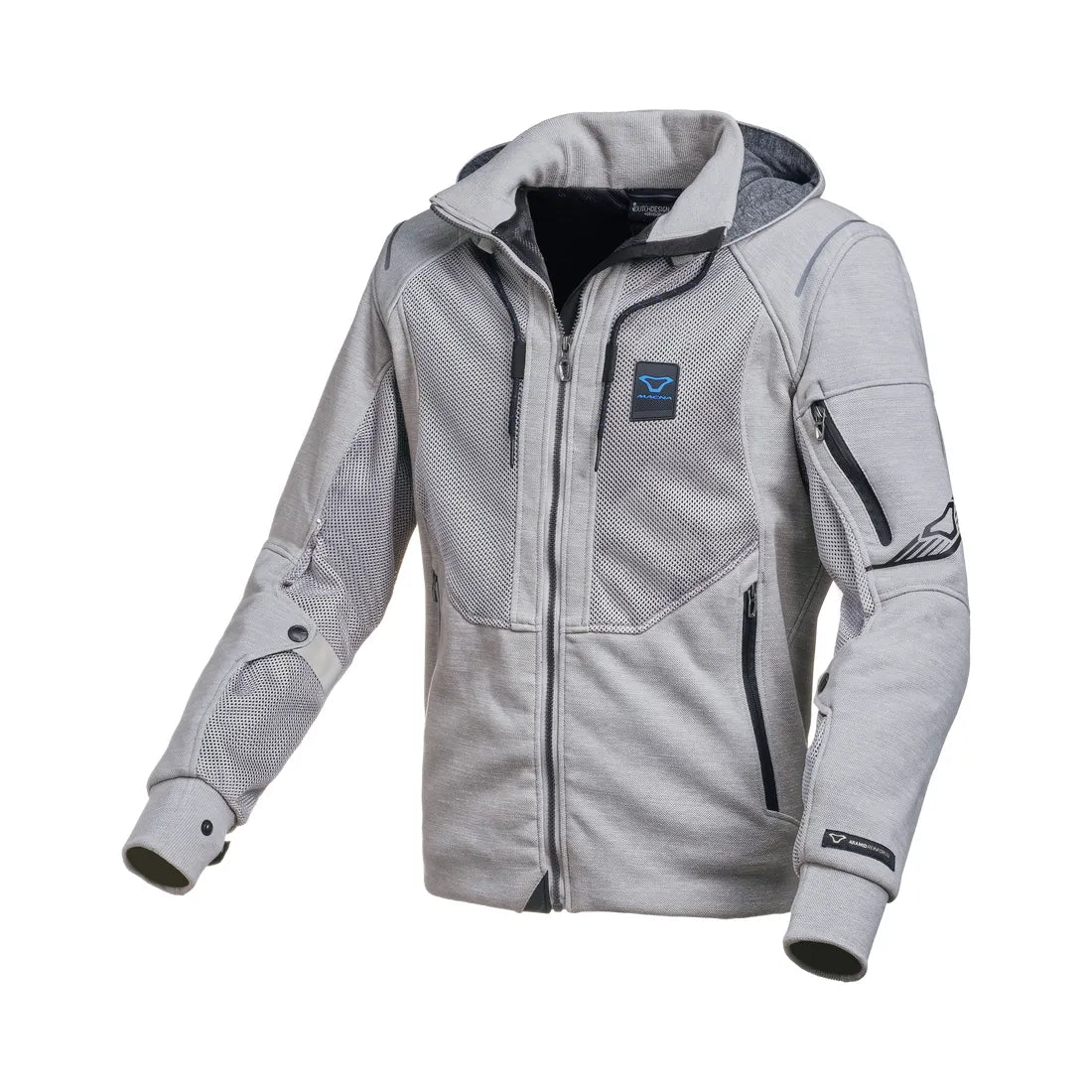 MACNA BREEZE Sudadera Capucha Moto Cremallera Hombre Gris Claro