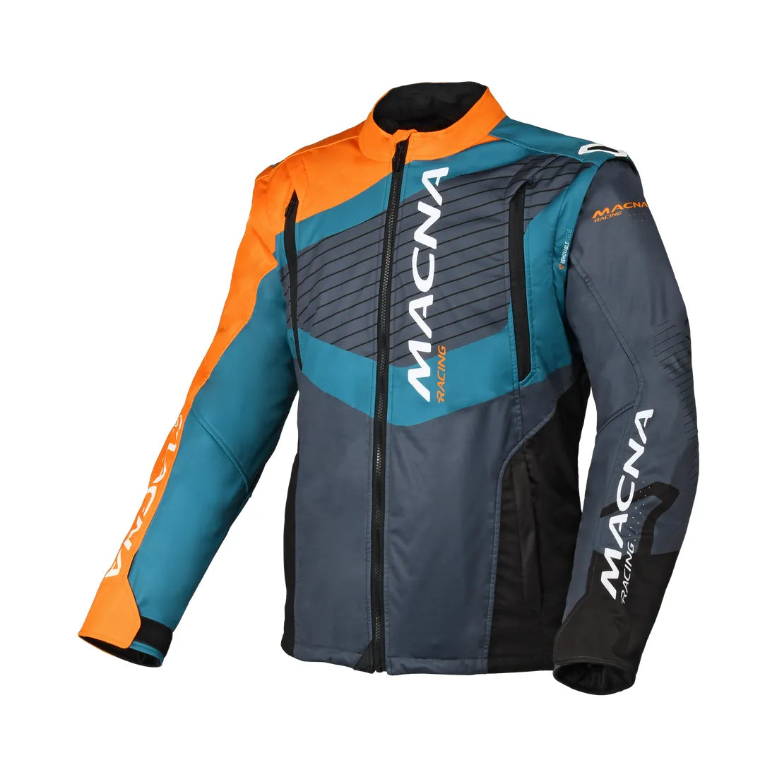 MACNA CREST Hombre Moto Softshell Chaqueta Naranja Gris Azul