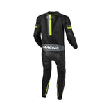 MACNA DIABRO 1 PIEZA MOTO PERFORADO TRAJE DE CUERO NEGRO AMARILLO FLUO - Mono