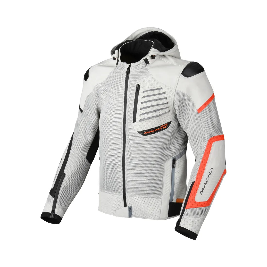 Macna Risant hombre impermeable cuero premium Chaqueta gris naranja