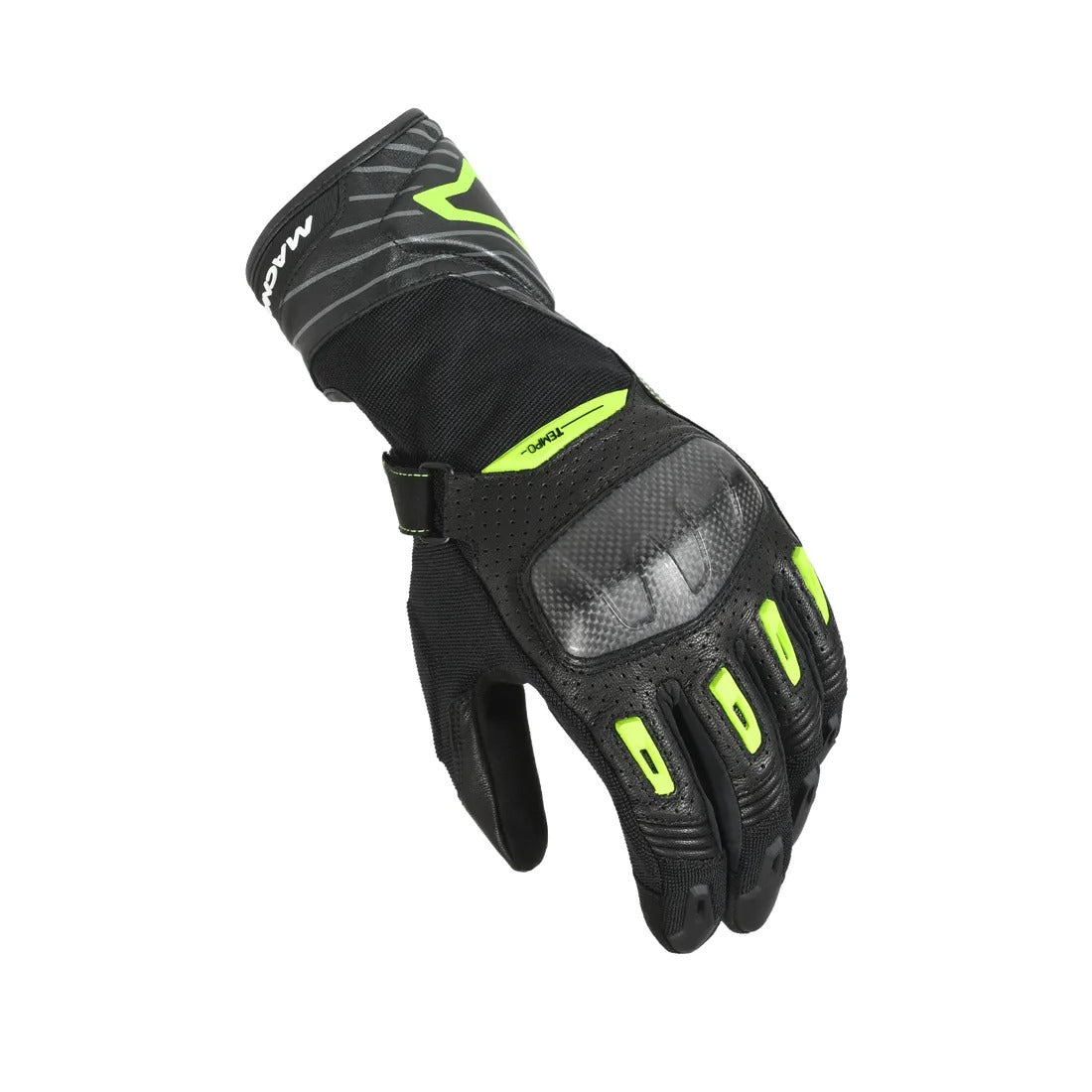 MACNA TEMPO HOMBRES GUANTES MOTO PERFORADO NEGRO AMARILLO FLUO - GUANTES