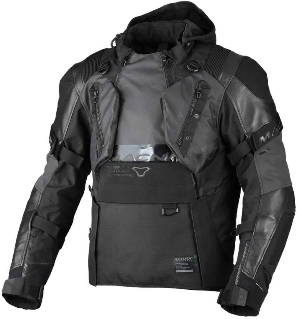 Macna Tryton Chaqueta cuero impermeable moto negra