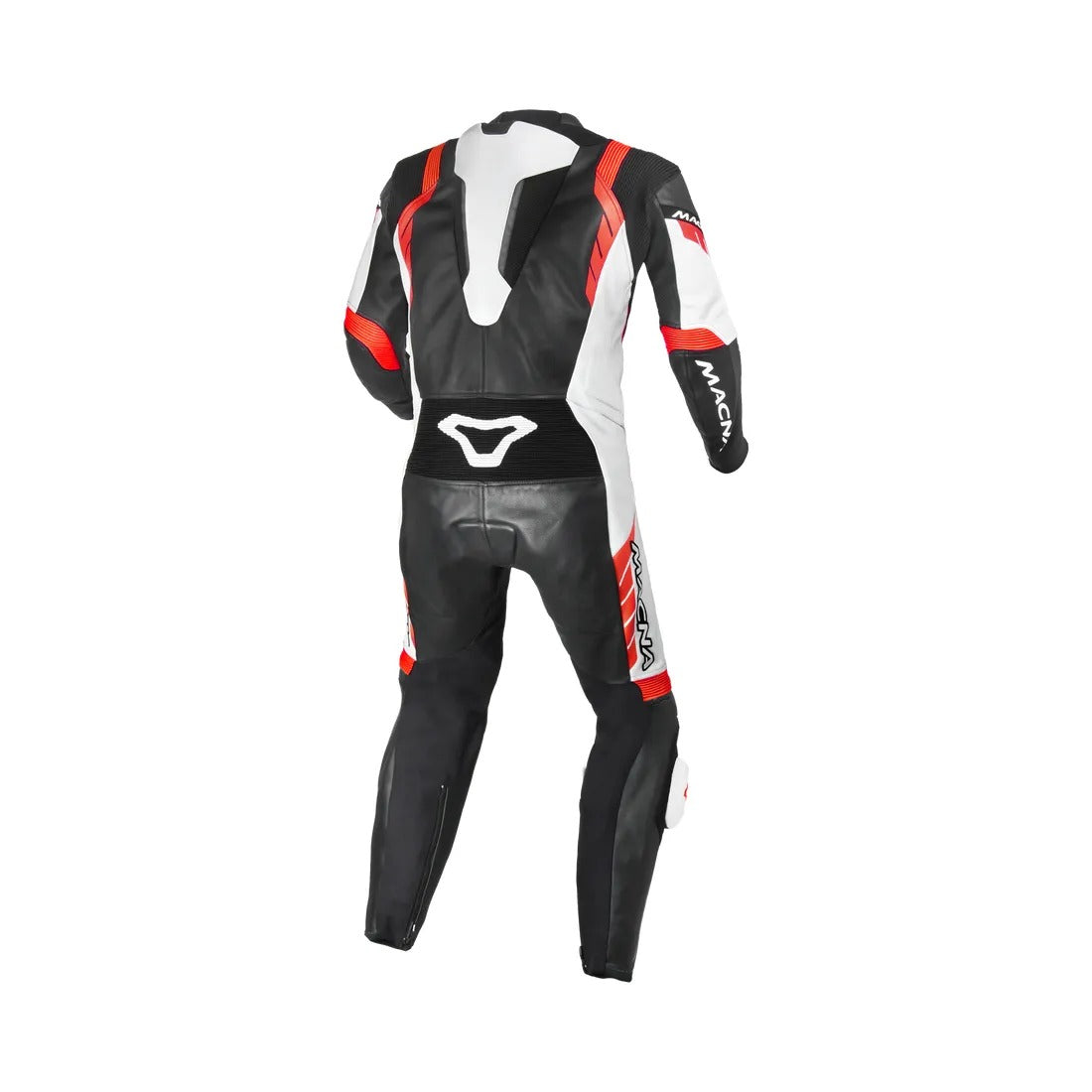 MACNA VARSHALL 1 PIEZA MOTO PERFORADO TRAJE DE CUERO NEGRO BLANCO ROJO - Mono