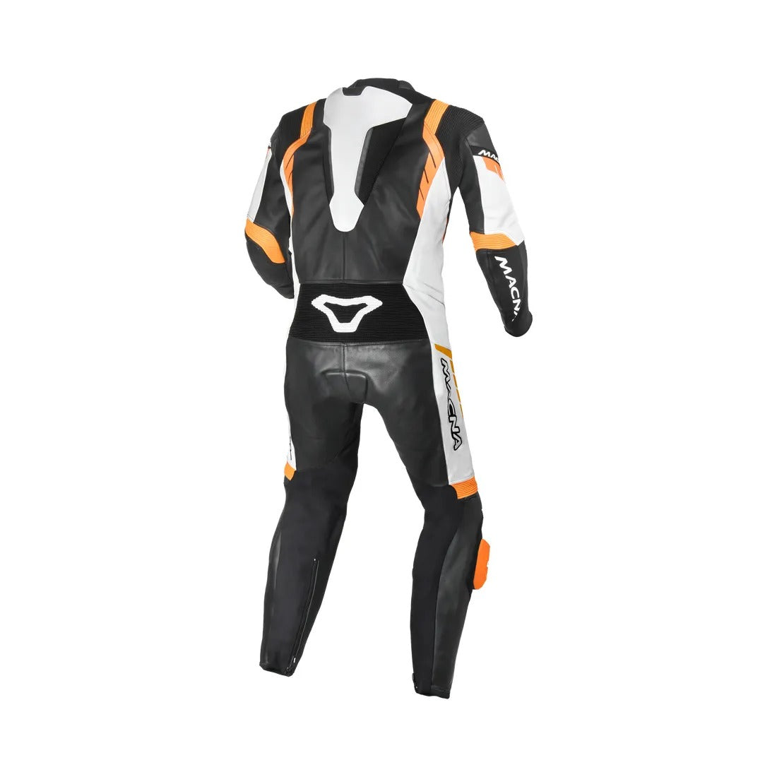 MACNA VARSHALL 1 PIEZA MOTO PERFORADO TRAJE DE CUERO NEGRO NARANJA BLANCO - Mono