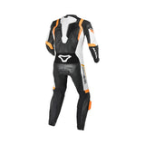 MACNA VARSHALL 1 PIEZA MOTO PERFORADO TRAJE DE CUERO NEGRO NARANJA BLANCO - Mono