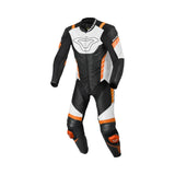 MACNA VARSHALL 1 PIEZA MOTO PERFORADO TRAJE DE CUERO NEGRO NARANJA BLANCO - Mono