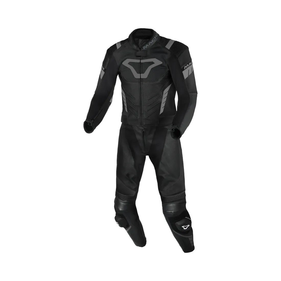 MACNA VARSHALL 2 PIEZA MOTO PERFORADO TRAJE DE CUERO NEGRO - Mono