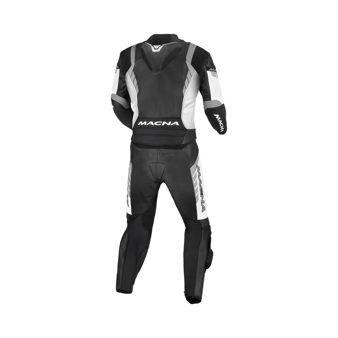 MACNA VARSHALL 2 PIEZA MOTO PERFORADO TRAJE DE CUERO NEGRO BLANCO - Mono