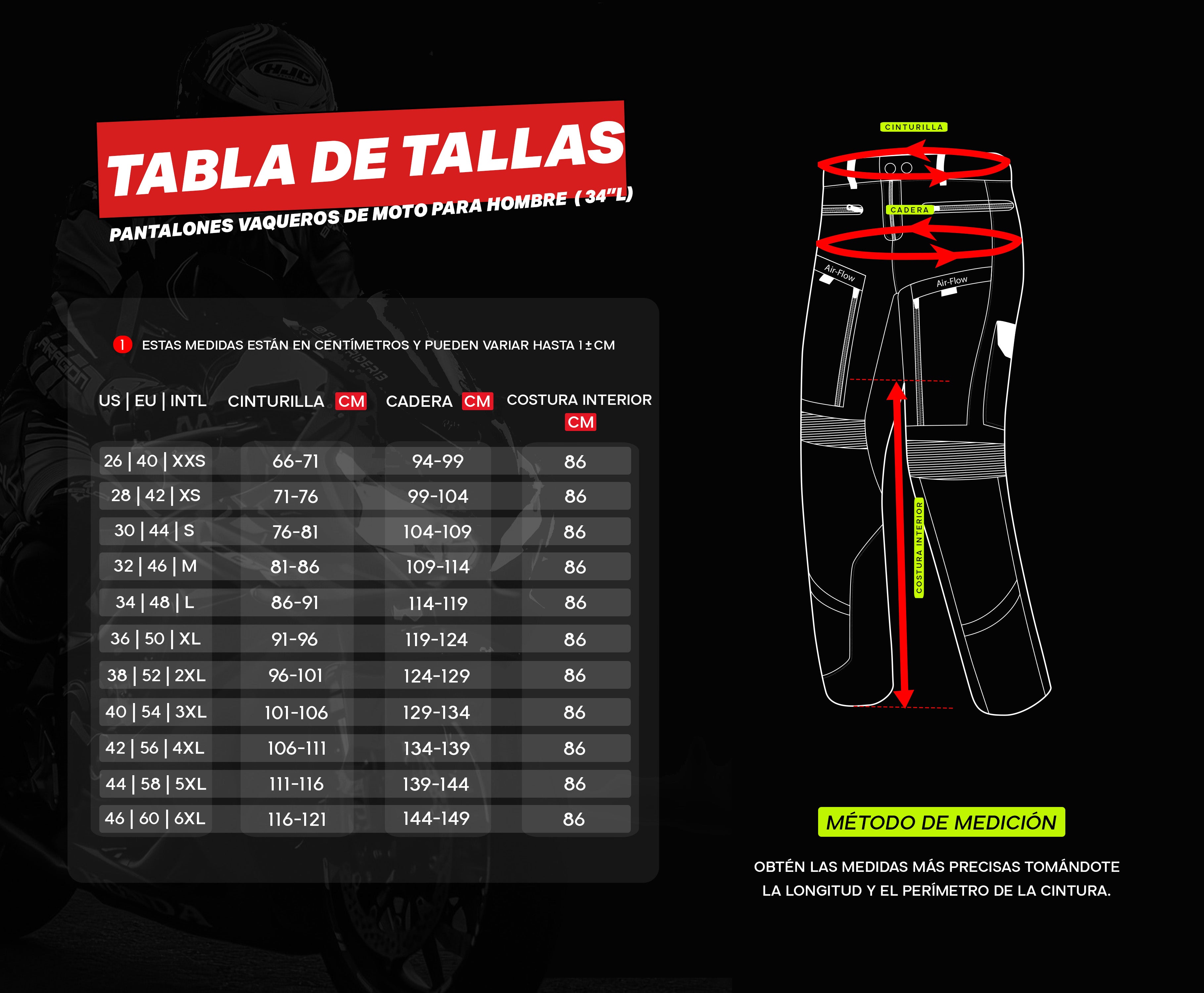 R-TECH- Pantalón Denim Vaquero Valencia CE Jeans Negro 34L - PANTALON