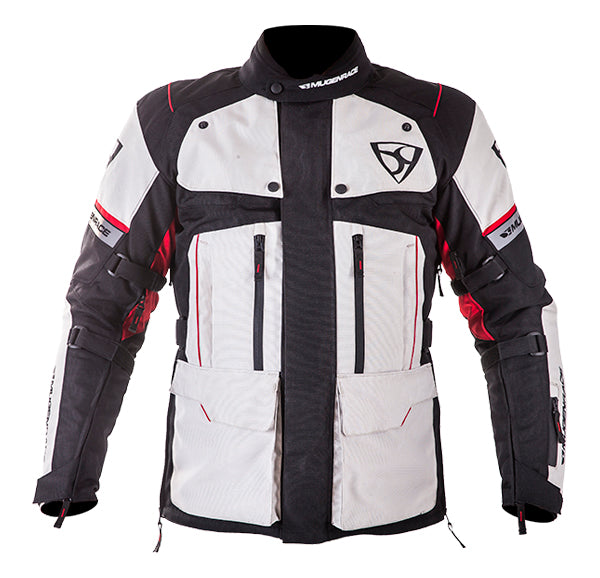 MUGENRACE T-UNO Moto Textil Chaqueta Gris Claro Negro Rojo