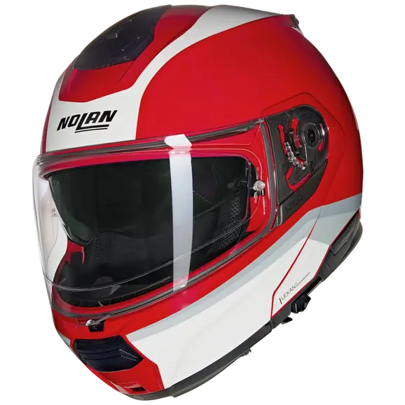 NOLAN N100-6 INCOGNITO 345 Modular Casco Rosso Bianco Argento - CASCO