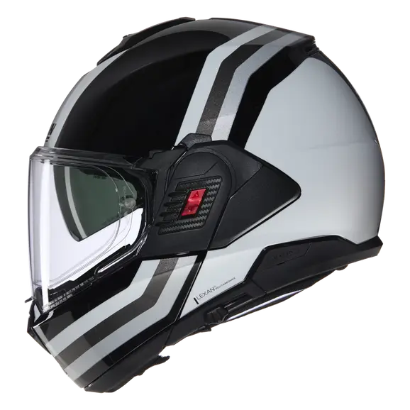 NOLAN N120-1 Lineo 348 Modular Casco Nero Bianco Argento - CASCO