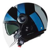 NOLAN N21 Visor Tangente 353 Jet Casco Nero Azul Argento - CASCO