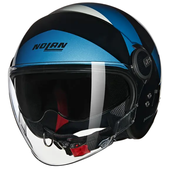 NOLAN N21 Visor Tangente 353 Jet Casco Nero Azul Argento - CASCO