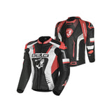 BELA X RACE CHAQUETA DE MOTO HOMBRE PIEL NEGRO BLANCO ROJO