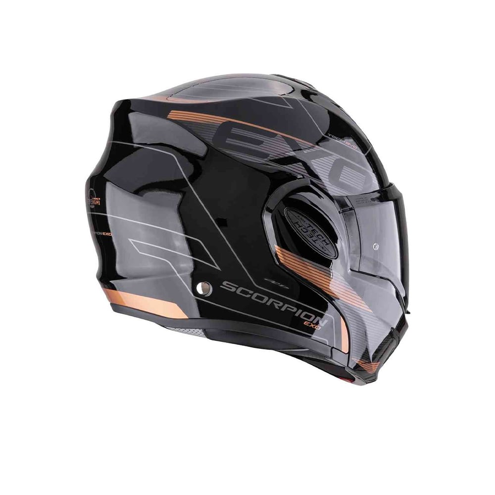 SCORPION EXO Tech Evo Traveler Casco Modulare Negro Cobre