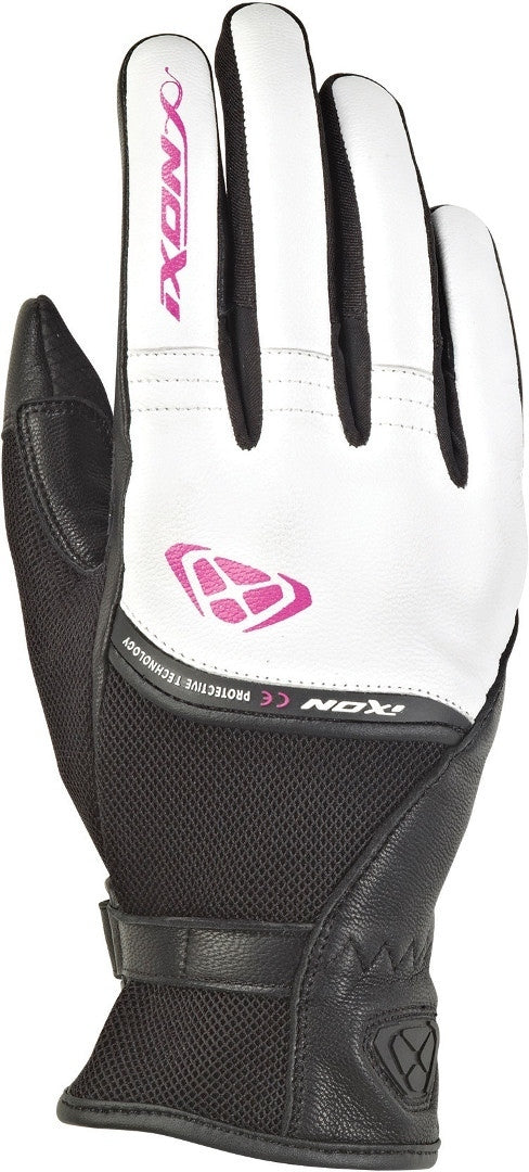 IXON RS SHINE 2 CUERO TEXTIL GUANTES MOTO MUJER NEGRO FUSHIA - Guantes