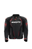 SEVENTY SD-JL24 Spoiler Chaqueta de cuero para motocicleta para hombre negra/roja