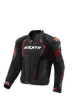SEVENTY SD-JL24 Spoiler Chaqueta de cuero para motocicleta para hombre negra/roja