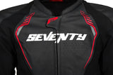 SEVENTY SD-JL24 Spoiler Chaqueta de cuero para motocicleta para hombre negra/roja