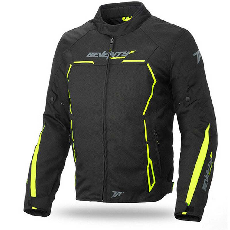 SEVENTY DEGREES SD-JR65 INVIERNO CHAQUETA DE MOTO RACING HOMBRE NEGRO AMARILLO FLUOR