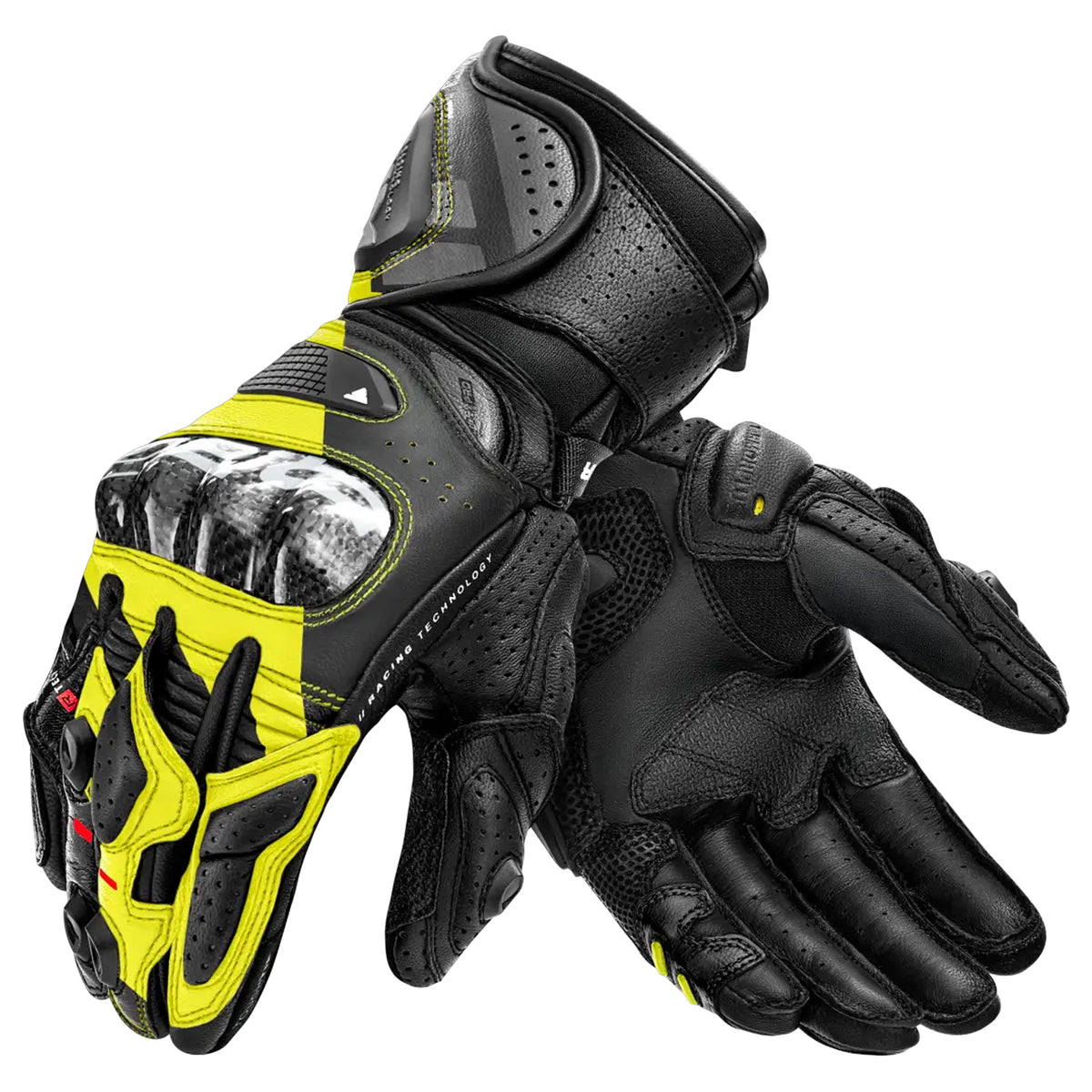 Luvas de motociclismo Shima RS-3 para homem, pretas fluorescentes.