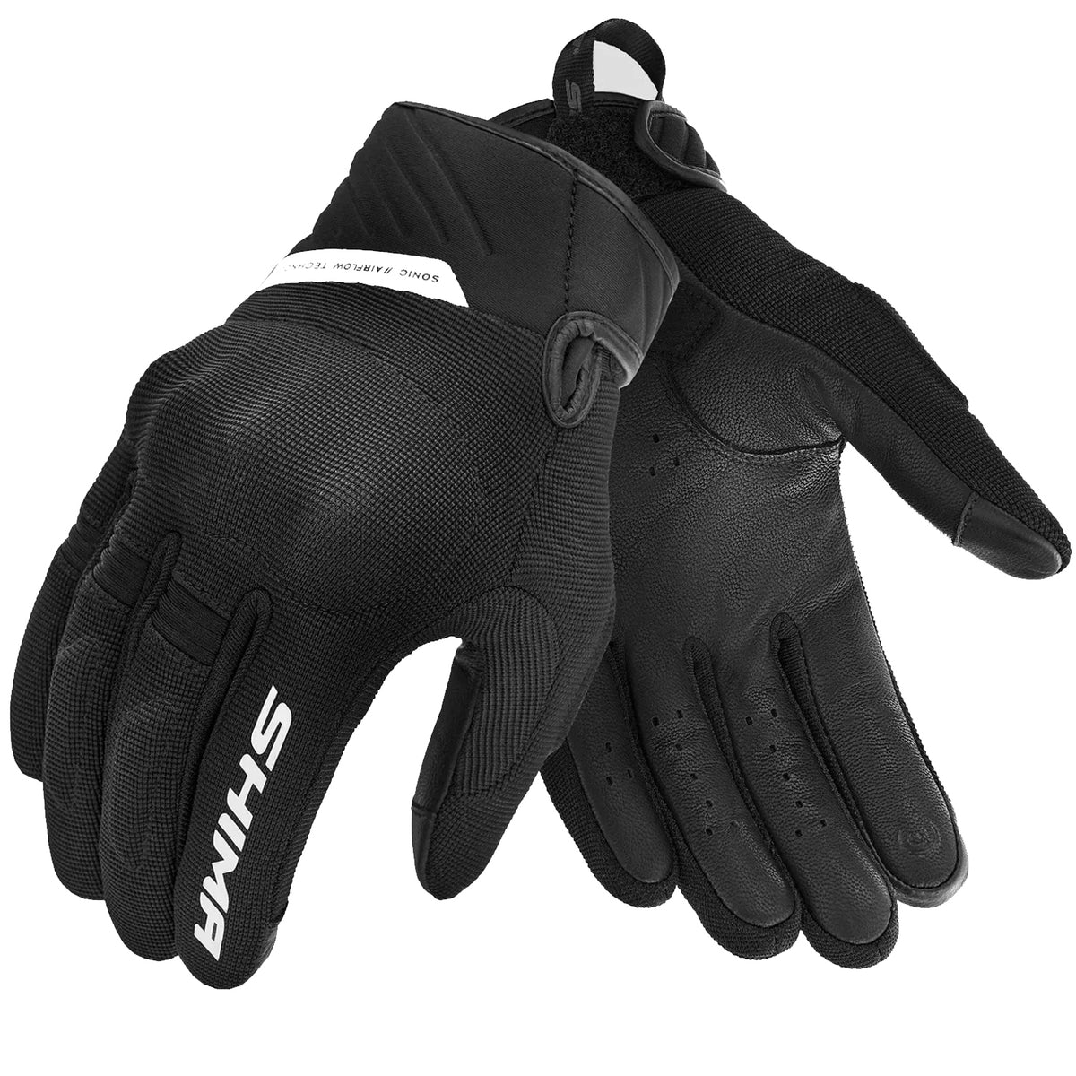 Luvas de motociclismo Shima Sonic Lady em pele preta e branca