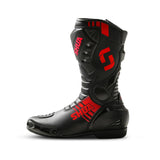 SHUA SUPER TECH BOTAS DE MOTO PIEL NEGRO ROJO