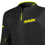 SHUA GRAVITY MESH 2.0 CHAQUETA DE MOTO DE HOMBRE NEGRO AMARILLO FLOU