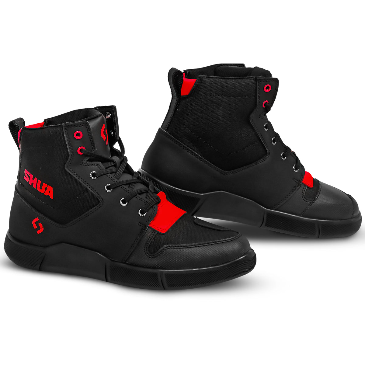 SHUA ODDIN BOTAS URBANA HOMBRE DE MOTO NEGRO ROJO