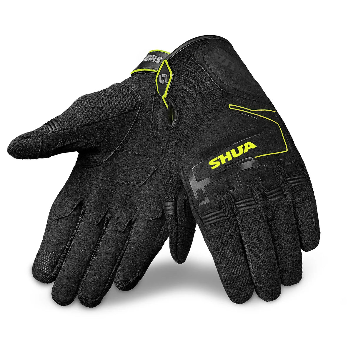 SHUA SEA BREEZE GUANTES DE MOTO DE HOMBRE NEGRO  AMARILLO FLOU