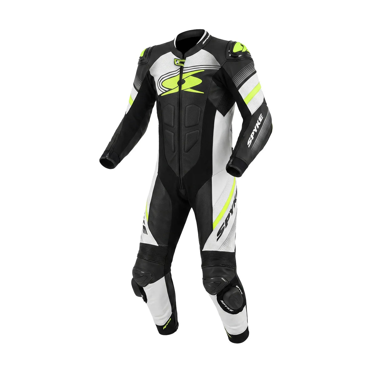 SPYKE ESTORIL 1PC MONO DE MOTO NEGRO BLANCO AMARILLO FLOU