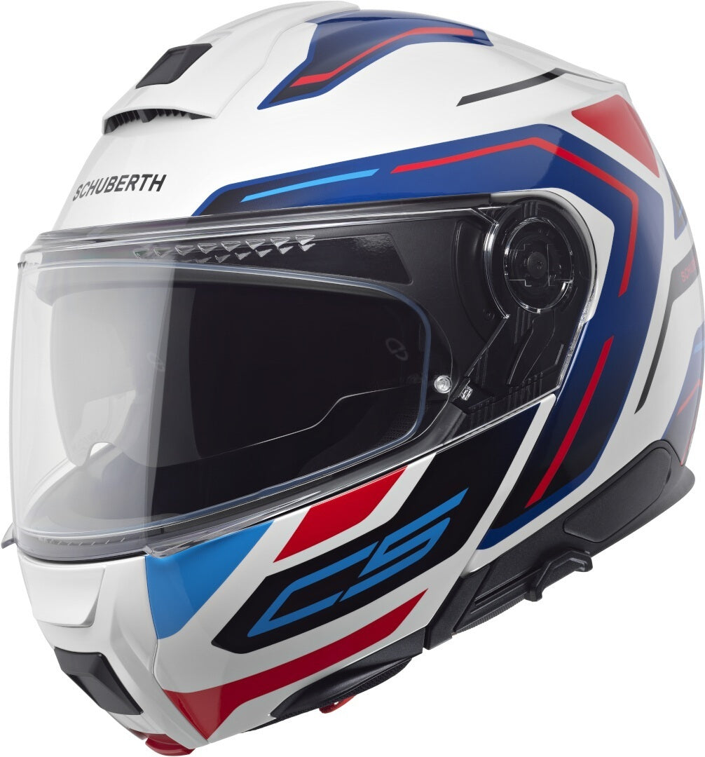CASQUE MODULAIRE SCHUBERTH C5 OMEGA BLANC BLEU ROUGE