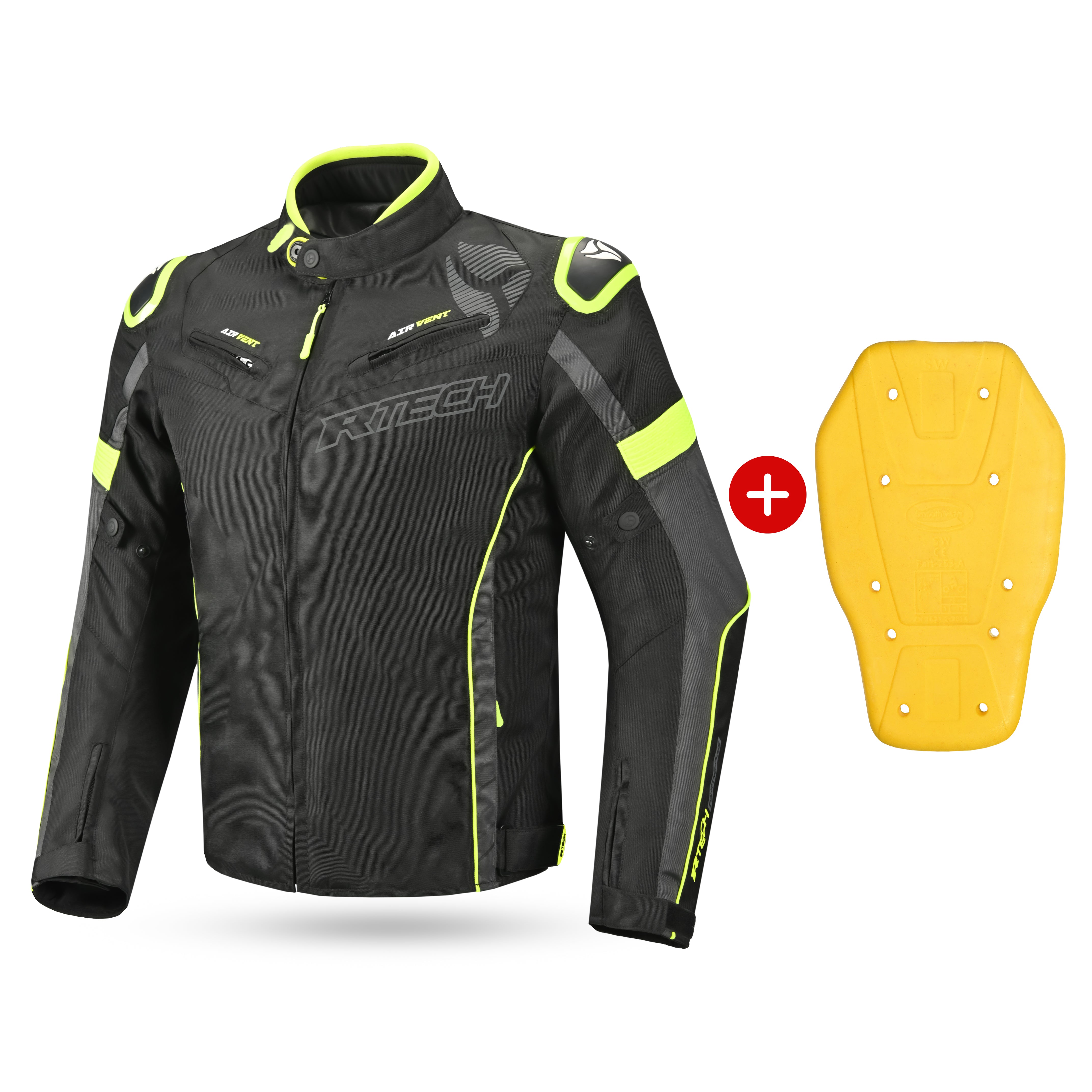 R-TECH Chaqueta Textil Knight Rider (Short) Negro/Antracita/Amarillo