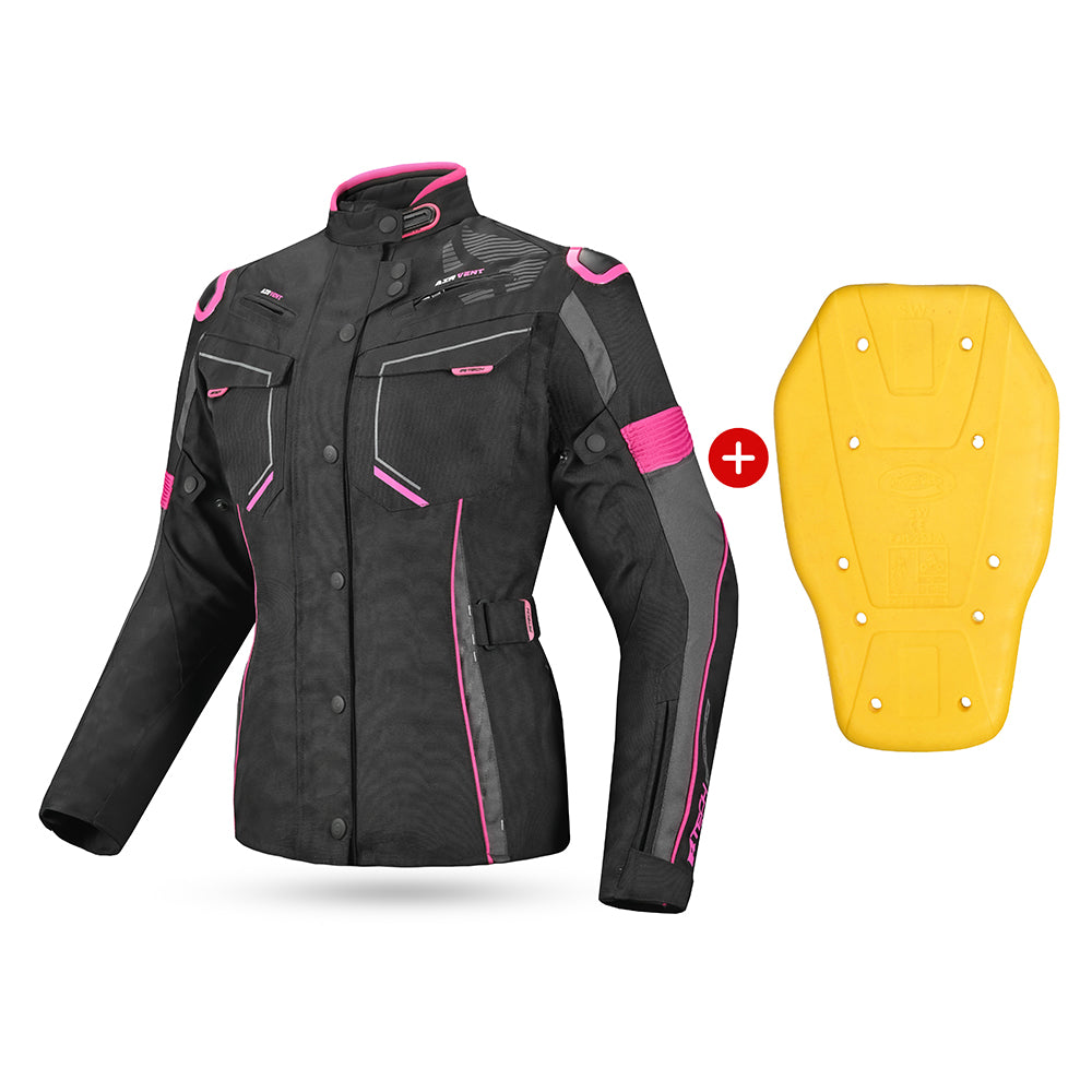 R-TECH Chaqueta Textil Knight Rider (Long) Negro/Fuschia)