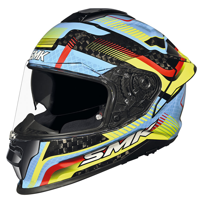 SMK TITAN CARBON-S01 GL-254 FULL FACE MOTORCYCLE HELMET BLUE YELLOW