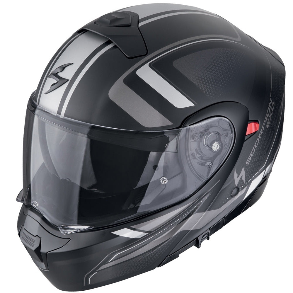 SCORPION EXO-930 EVO ARDENS CASCO MODULAR NEGRO MATE PLATA - CASCO