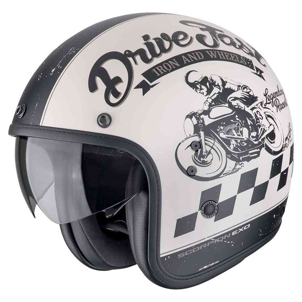 SCORPION BELFAST EVO DRIVE FAST Abierto Casco Crema mate -Negro - CASCO