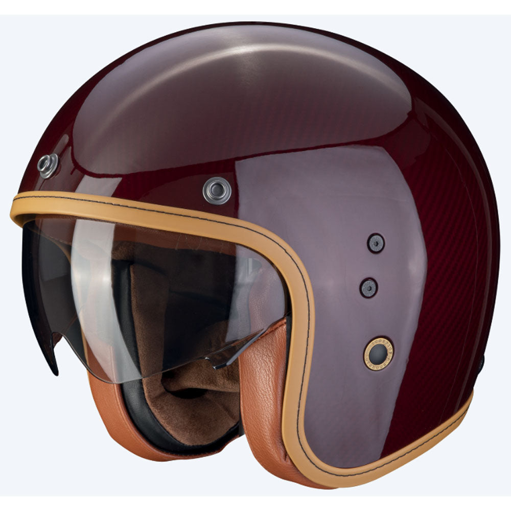 SCORPION BELFAST EVO CARBON SOLID Abierto Casco Rojo - CASCO