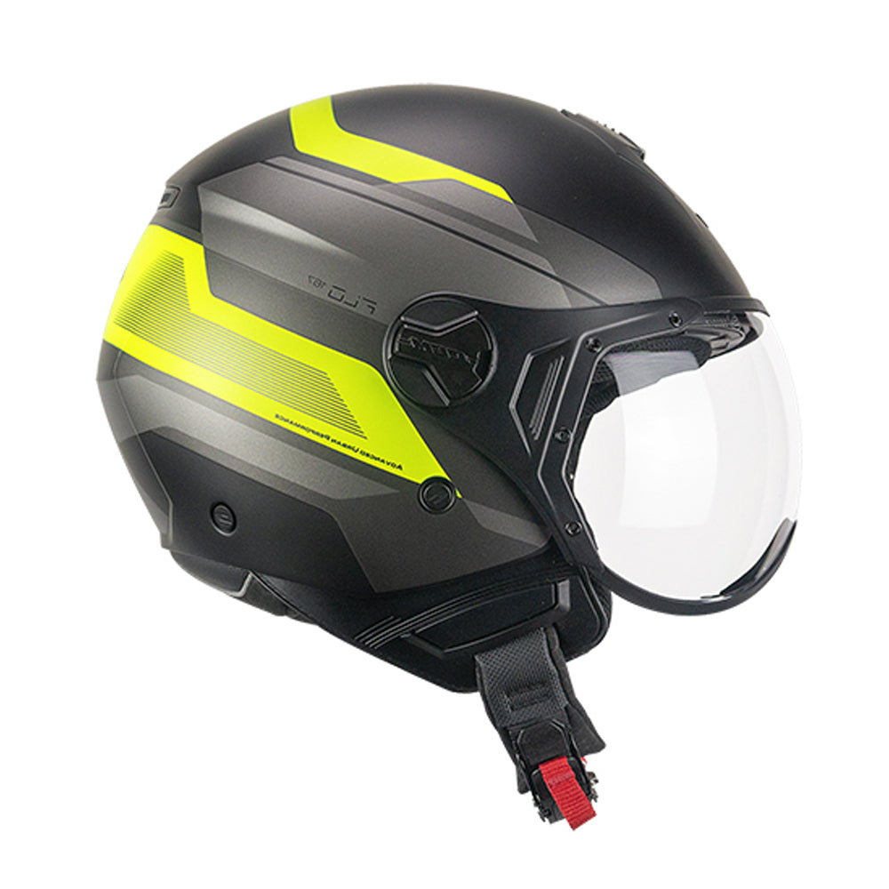 CGM 167K FLO CITY Jet Casco Negro Amarillo Fluo Mate conformado