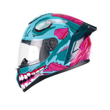CGM 330U RIOT UNDEAD Integral Moto Casco Azul Rosa