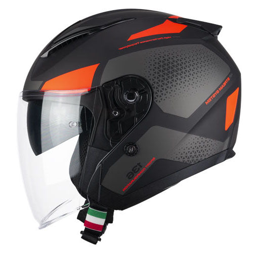 CGM 136G DNA GALAXY JET CASCO MOTO NERO ARANCIONE FLUO OPACO - CASCO