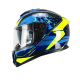 CGM 360S KAD RACE Integral Turismo Moto Casco Azul Amarillo Fluo