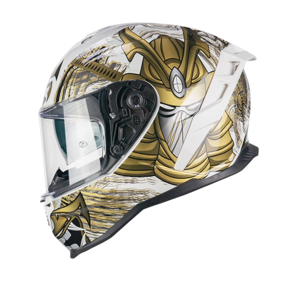 CGM 363S SHOT NIPPO Integral Moto Casco Blanco Dorado